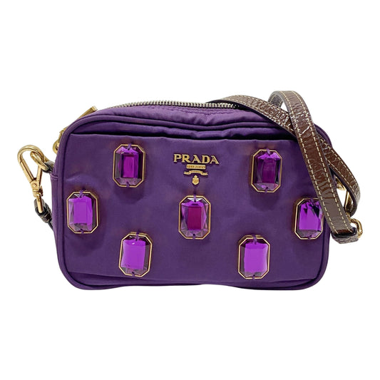 Tessuto Pietre Purple Nylon Crossbody Bag