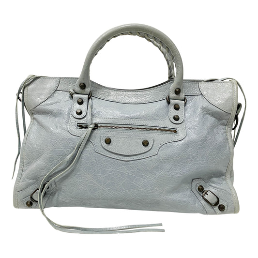 The City Blue Calfskin Leather Two Way Bag