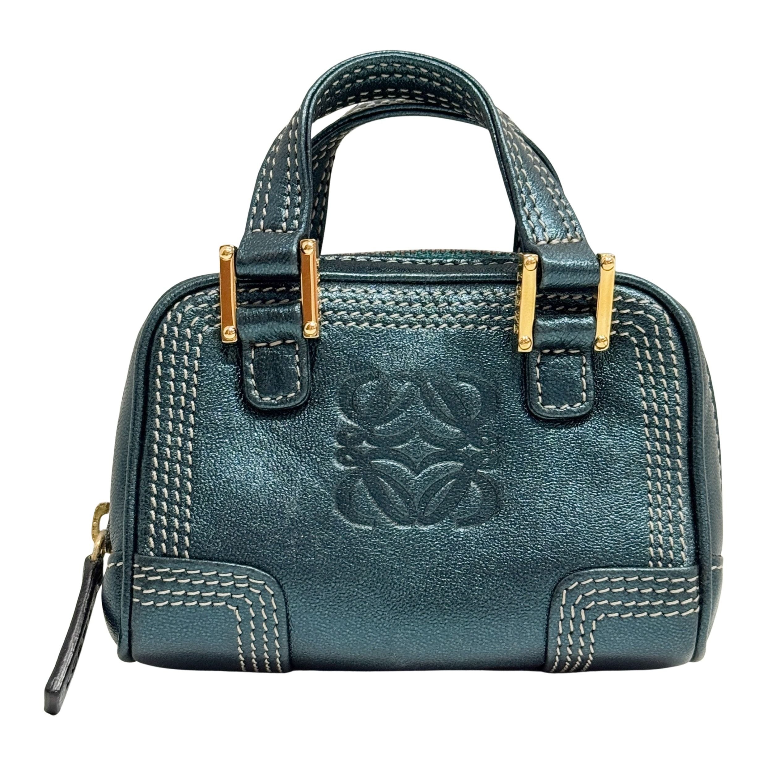 Amazona Micro Mini Blue Leather Two Way Bag
