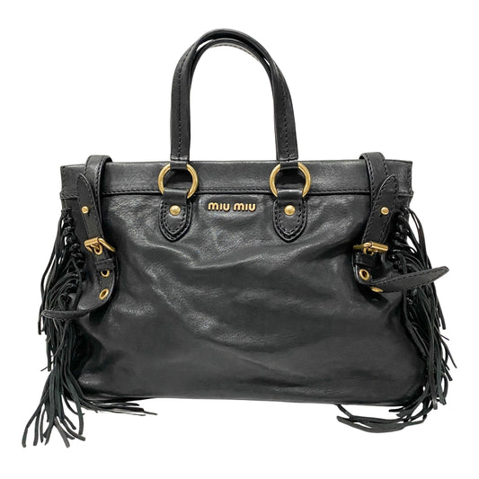 Vitello Caribu Black Calfskin Leather Hand Bag