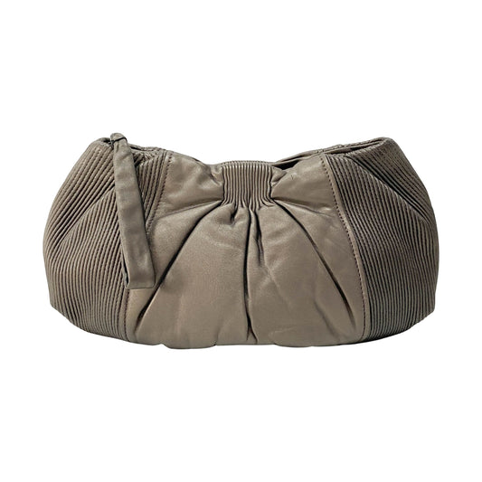 Metallic Grey Leather Clutch Bag