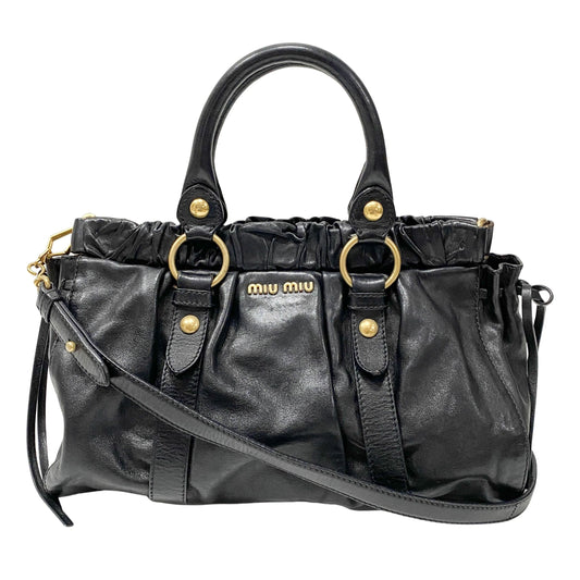 Vitello Black Calfskin Leather Two Way Bag