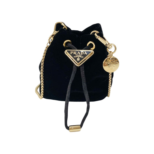 Gold Chain Black Velvet Mini Pouch Bag