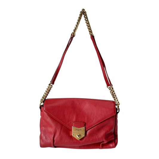Dandy Red Leather Chain Strap Shoulder Bag