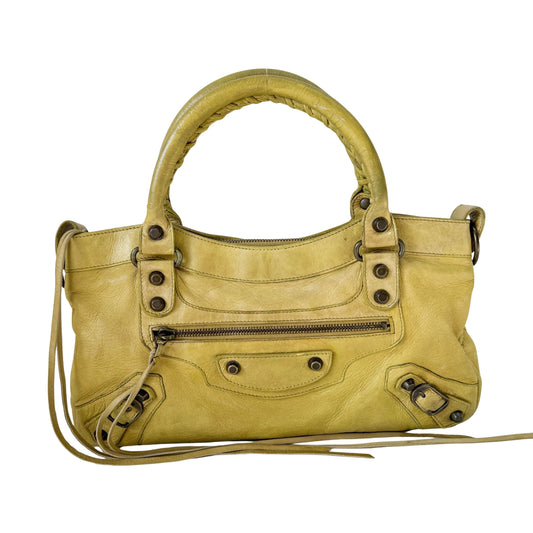 The First Soft yellow Calfskin Leather Two Way Bag