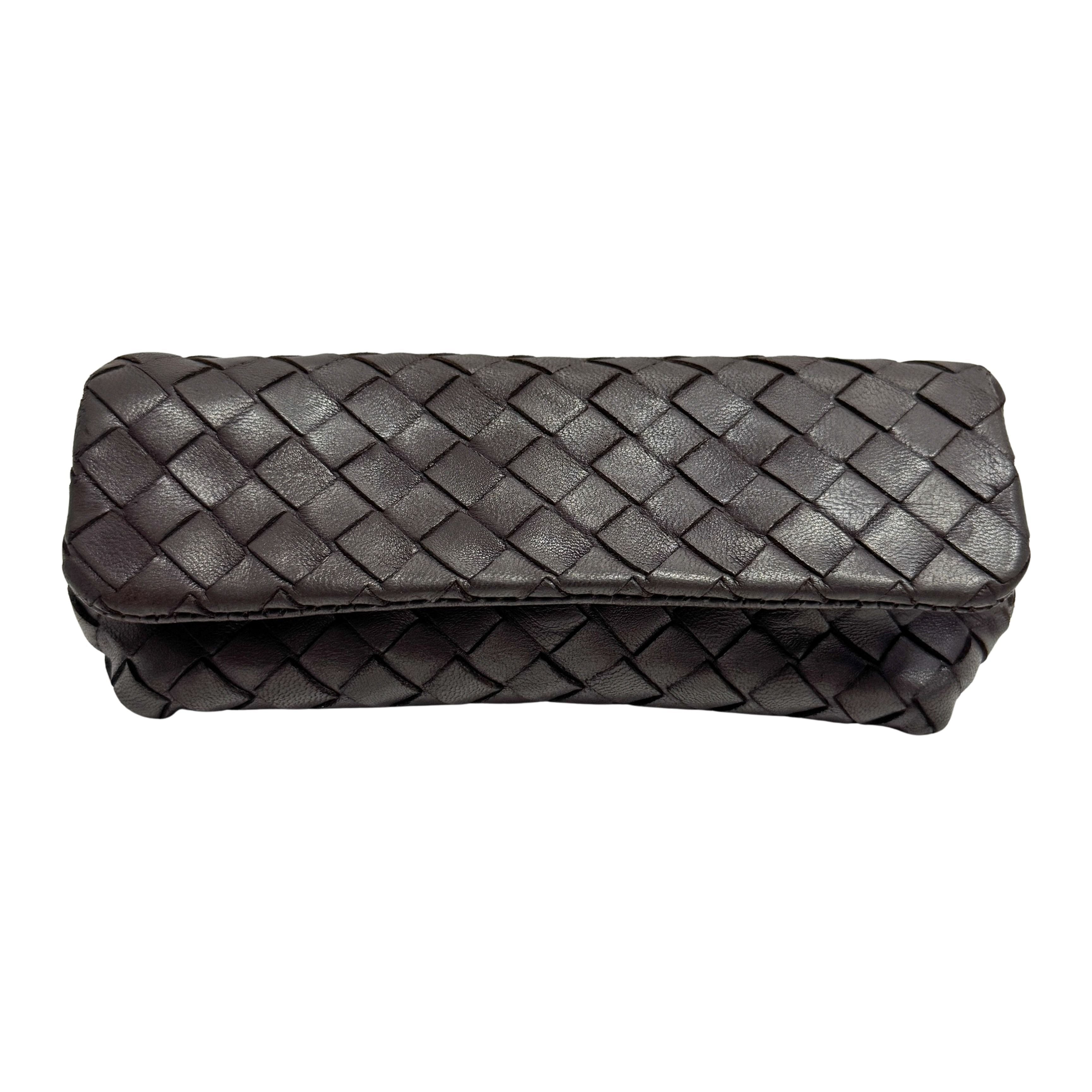 Intrecciato Brown Leather Pouch