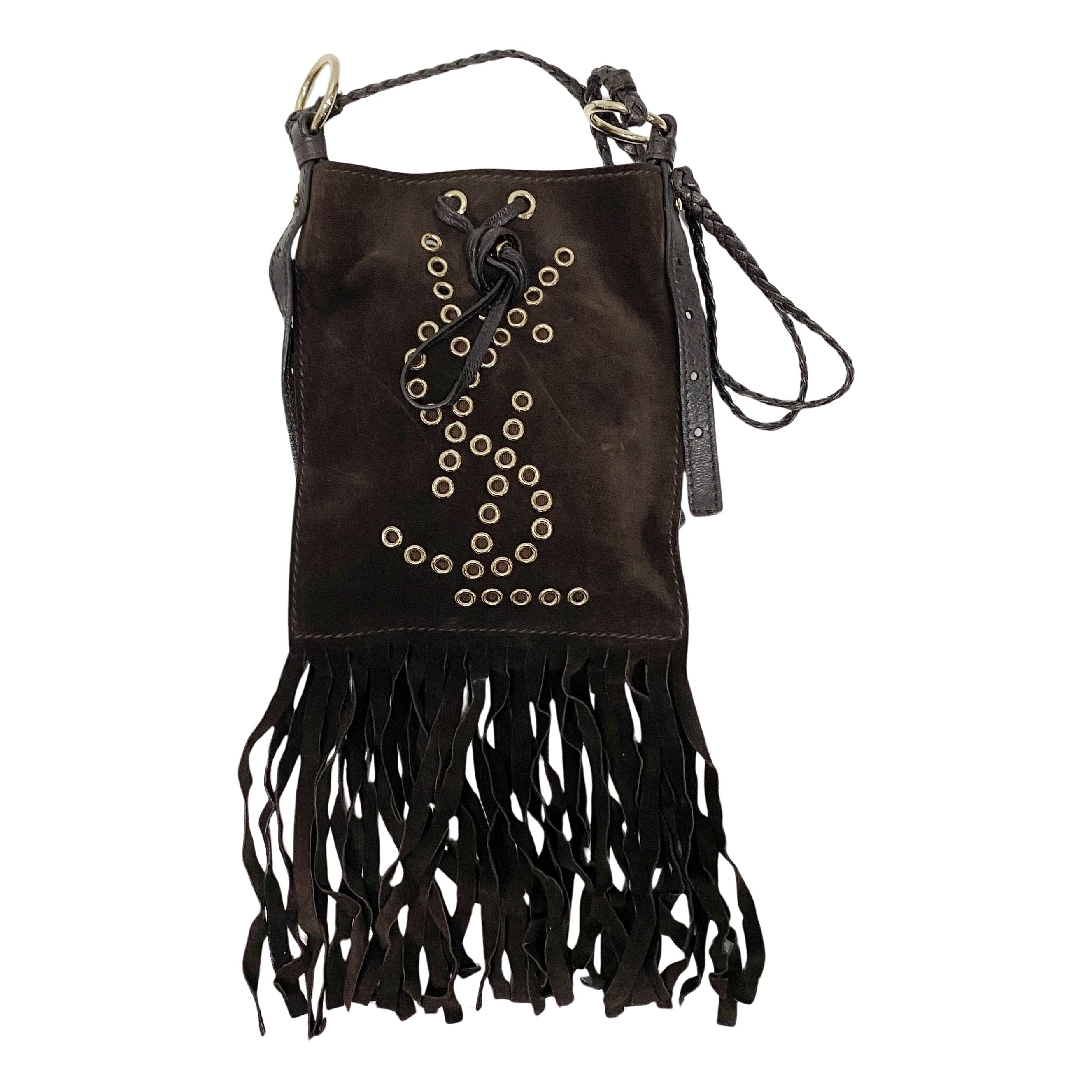 Anita Fringe Brown Suede Crossbody Bag