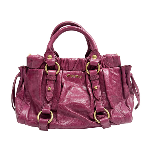 Mini Vitello Bauletto Pink Leather Two Way Bag