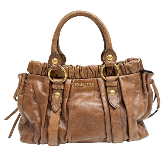 Vitello Bauletto Brown Leather Two Way Bag