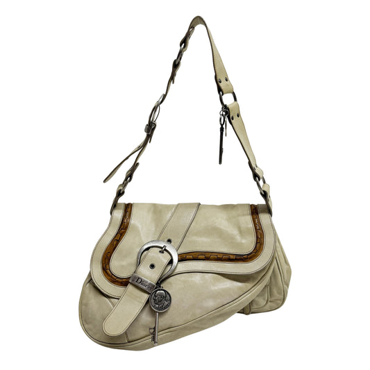 Gaucho ivory Calfskin Leather Shoulder Bag