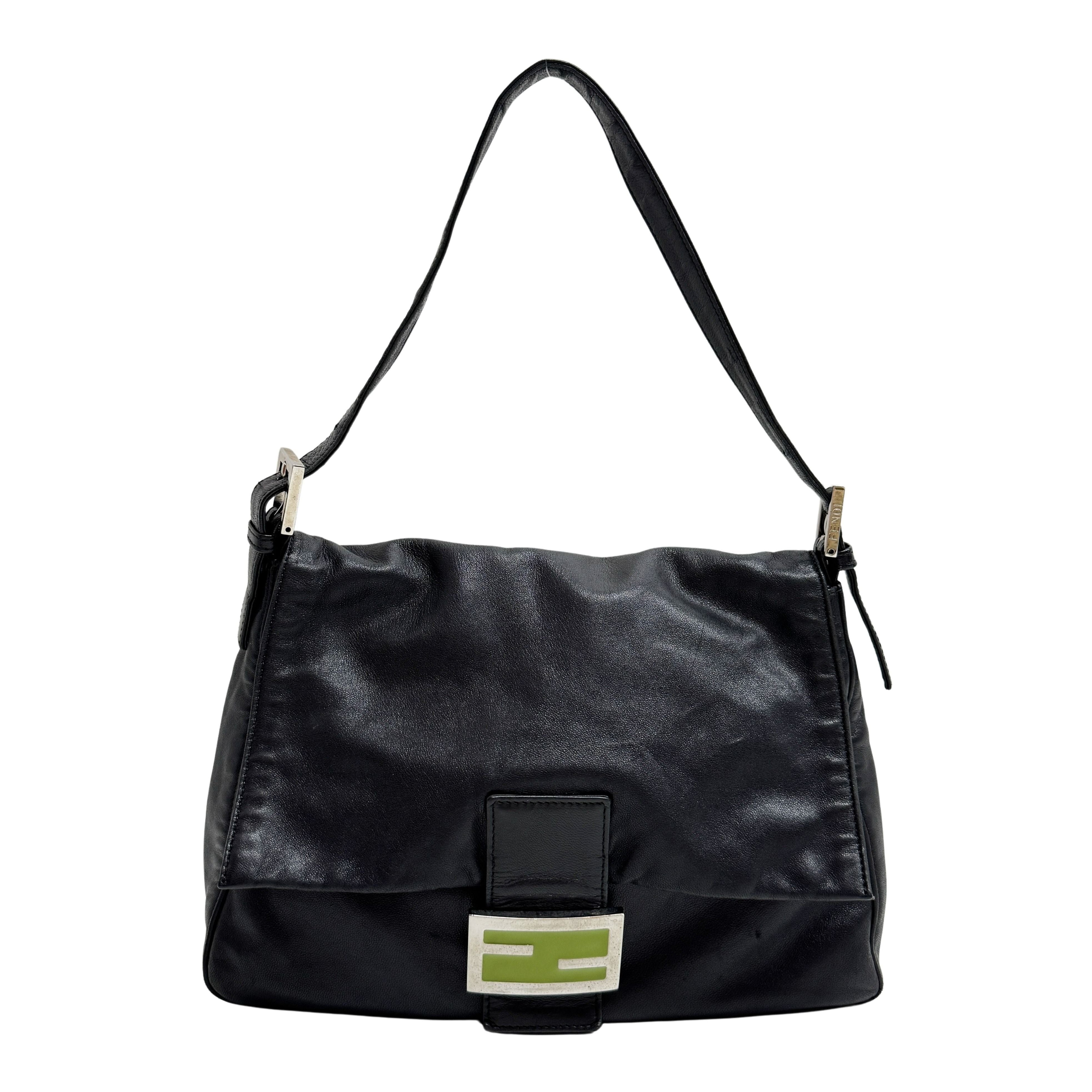 Mamma Baguette Black Leather Shoulder Bag