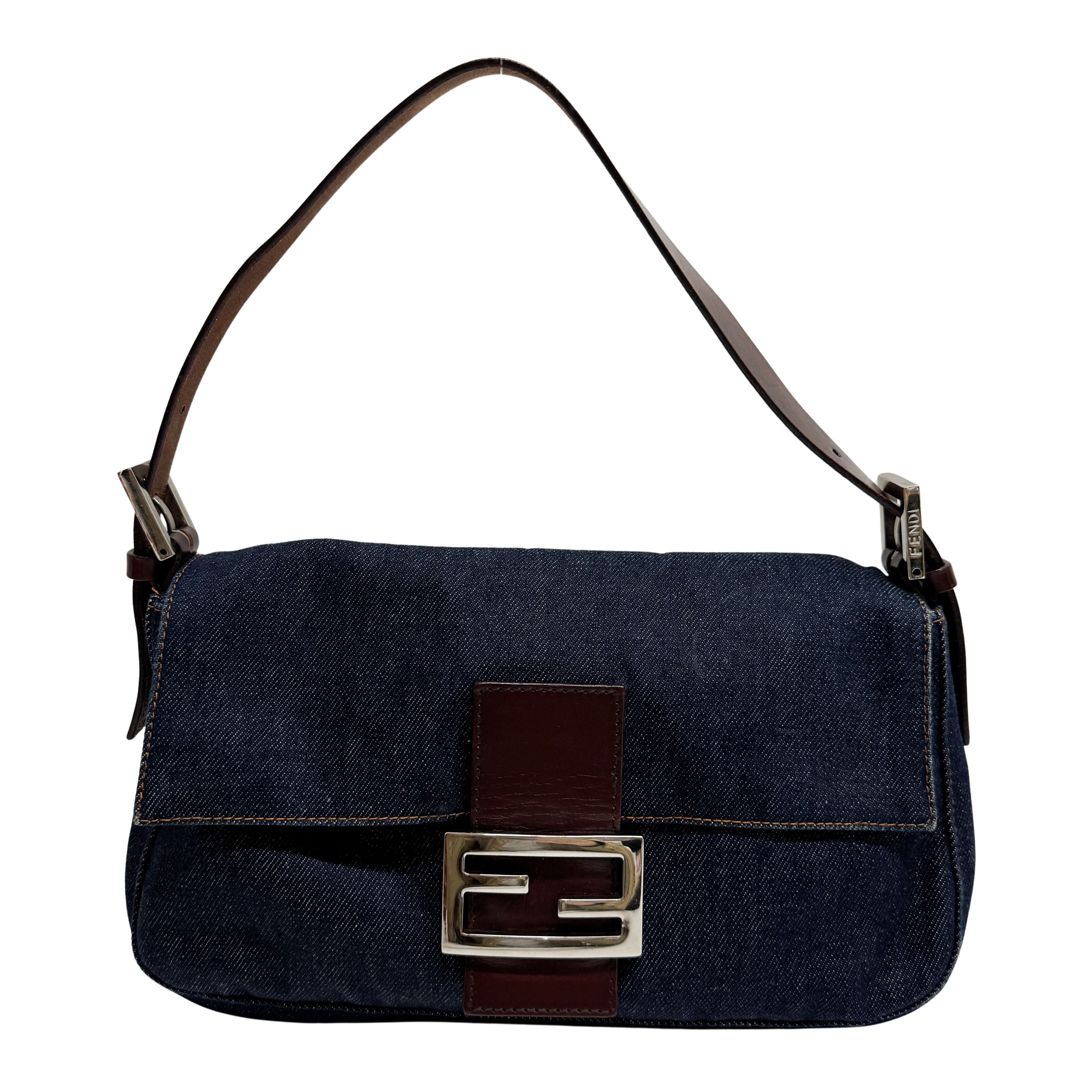 Baguette Blue Denim Shoulder Bag