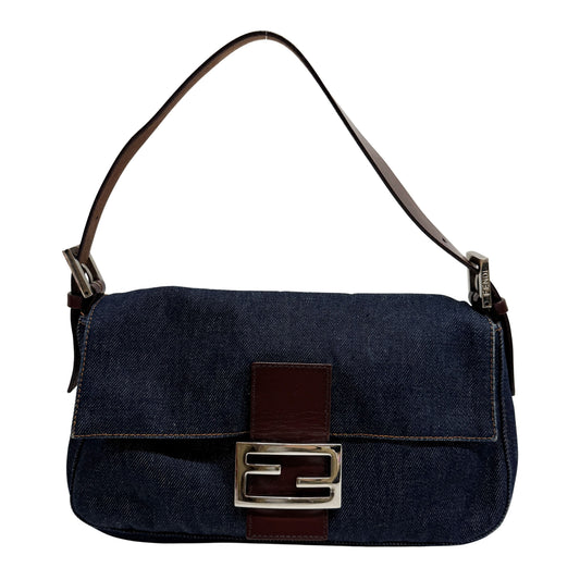 Baguette Blue Denim Shoulder Bag