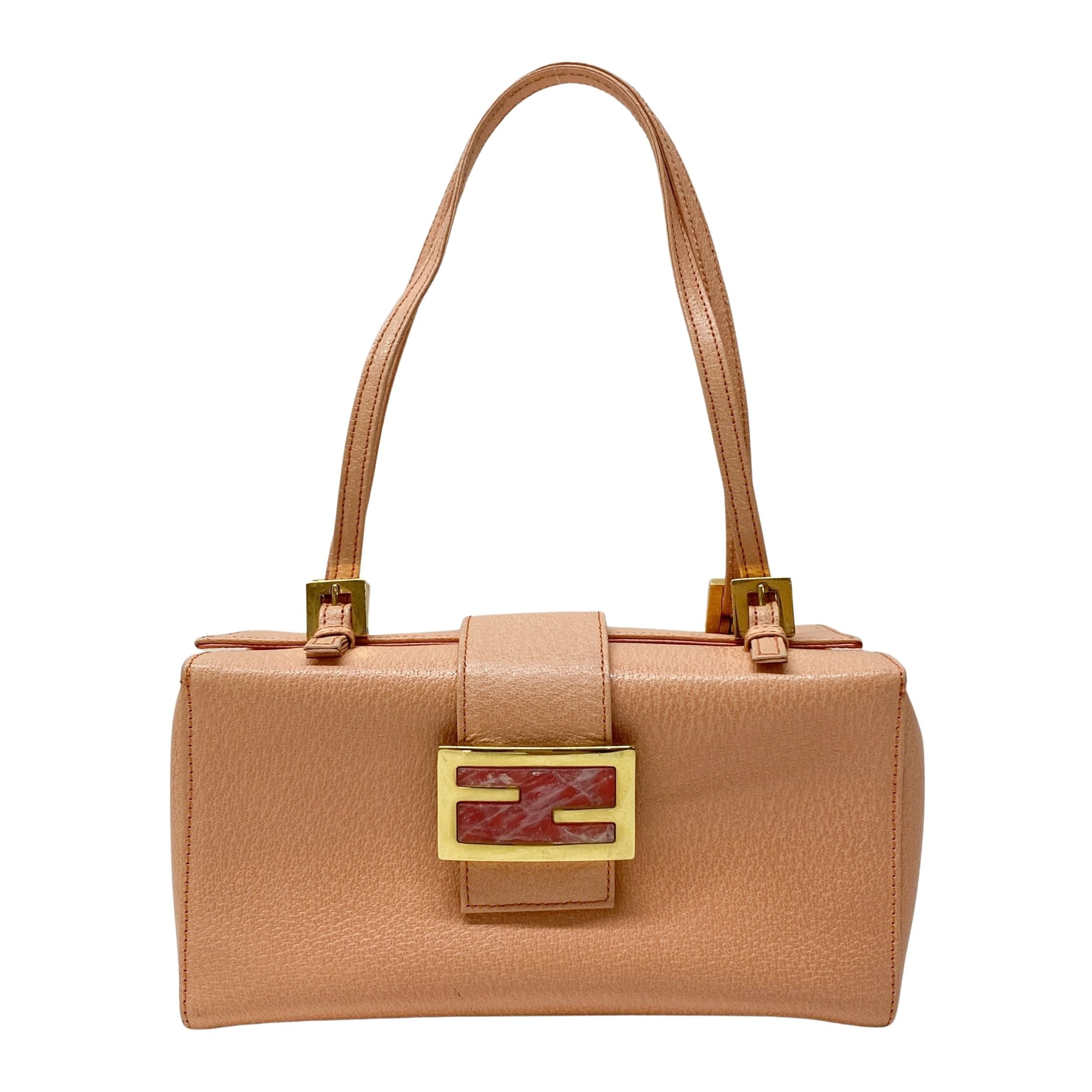 Mamma Baguette Peach Leather Box Bag