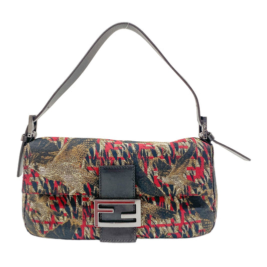 Baguette Multi-color Canvas Shoulder Bag