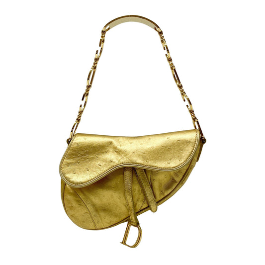 Saddle Gold Leather Shoulder Bag