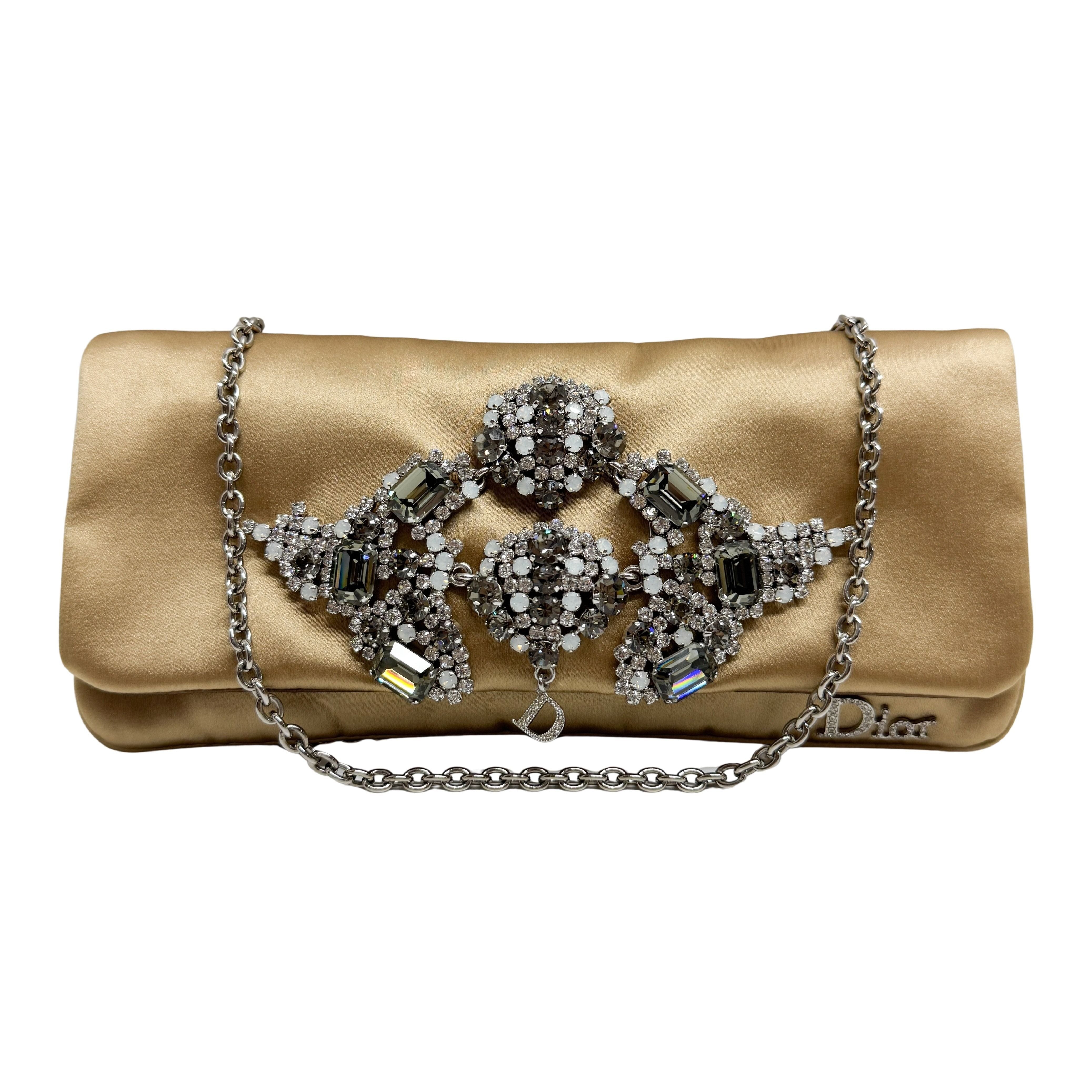Gold Satin Clutch/Crossbody Bag