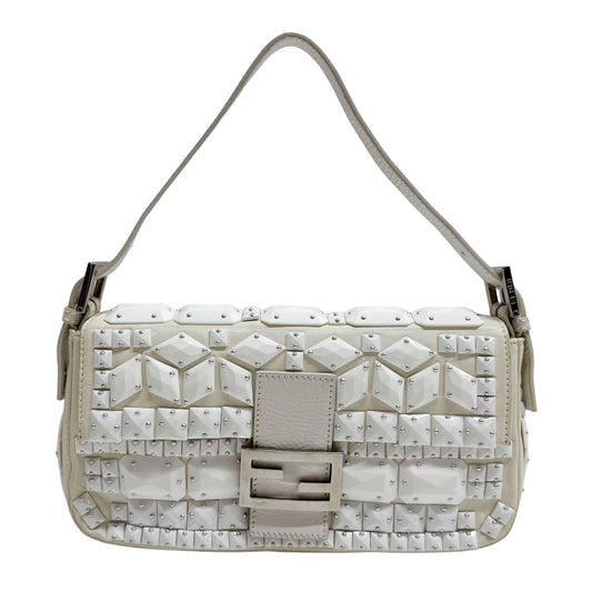 Baguette White Leather Shoulder Bag