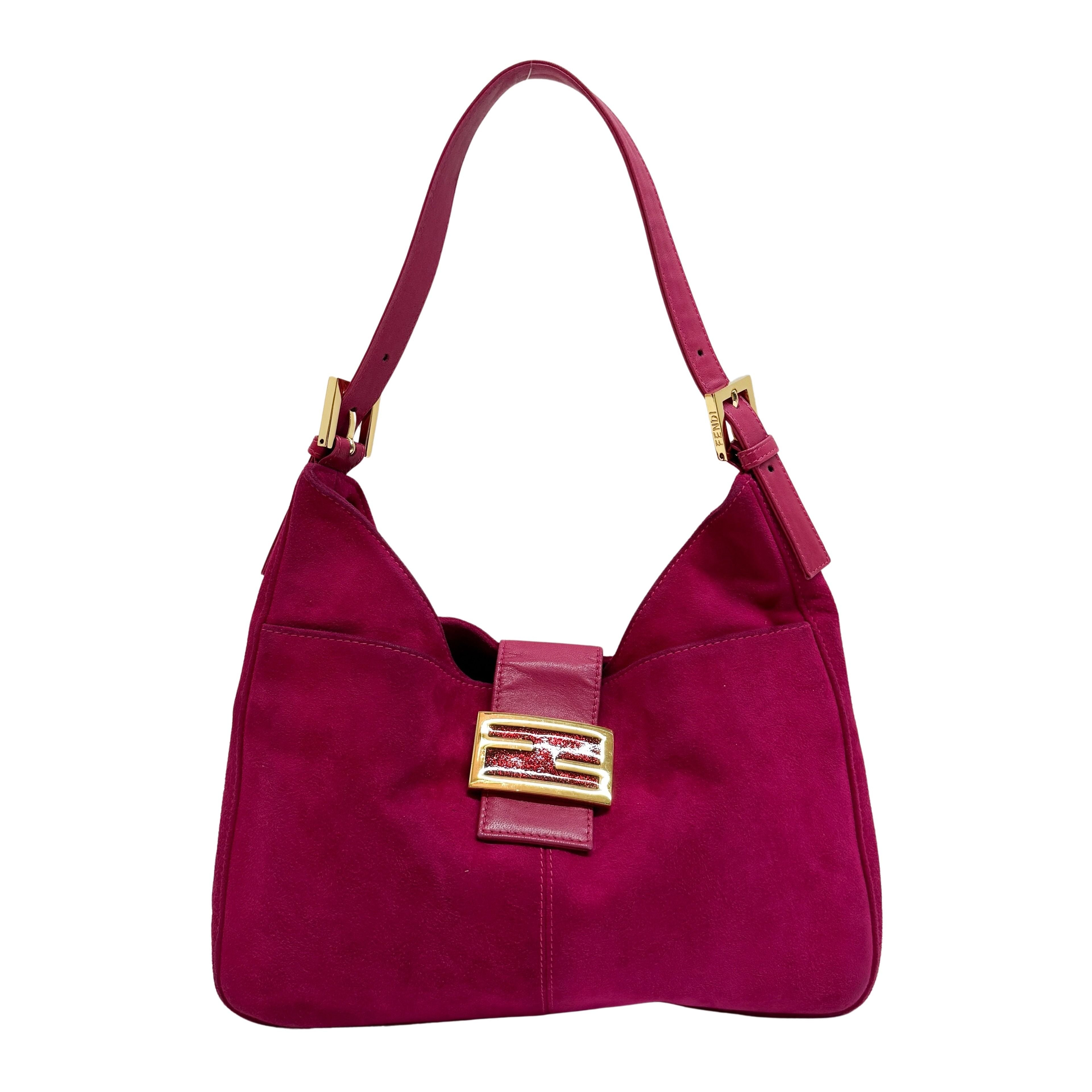 Mamma Baguette Pink Suede Shoulder Bag
