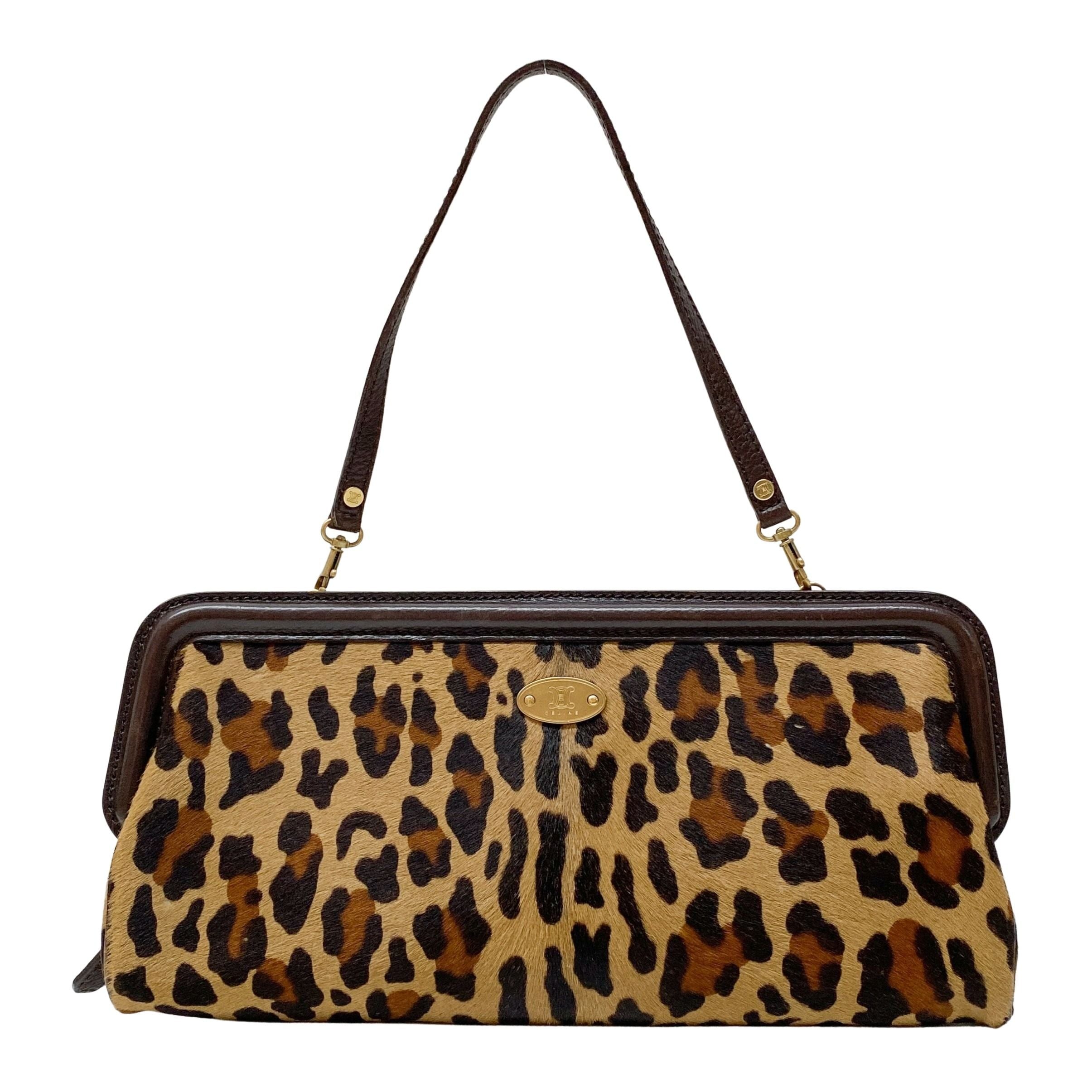 Vintage Brown Leopard Print Pony Hair Two Way Bag