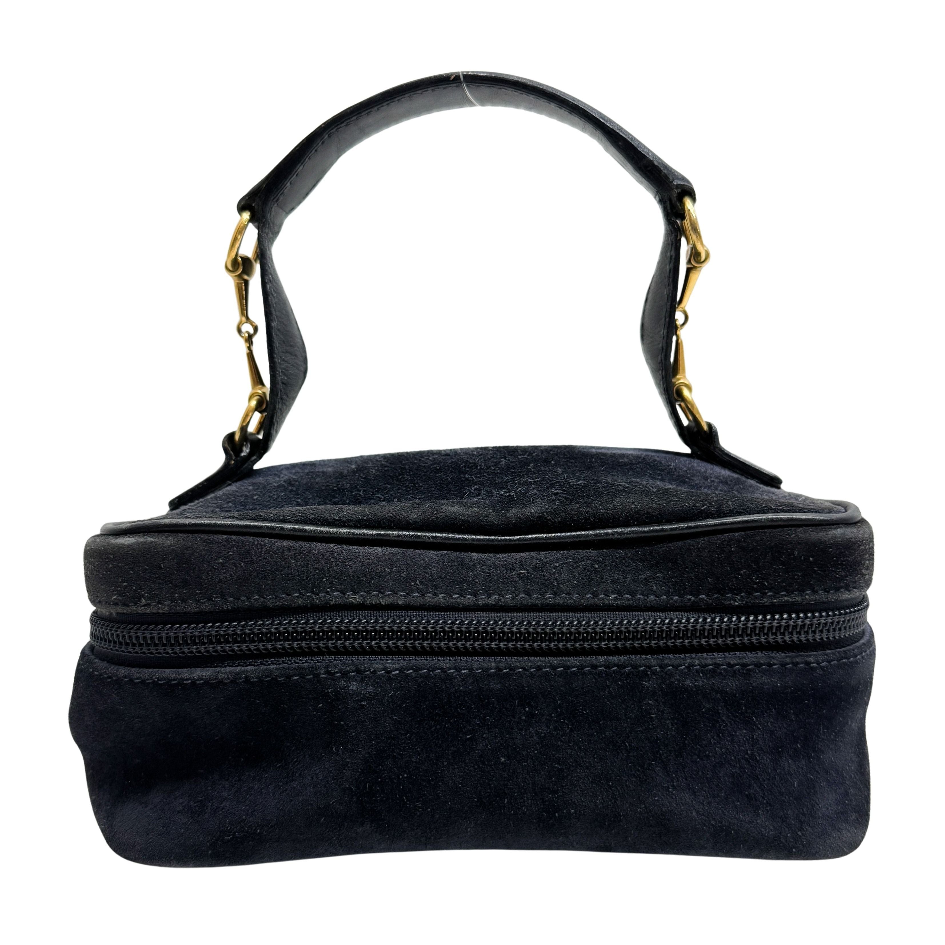 Horsebit Navy Blue Suede Pouch