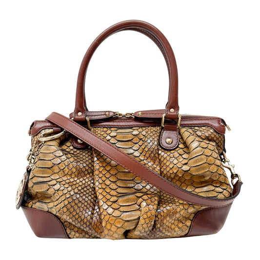 Sukey Brown Embossed Python Two-Way Bag