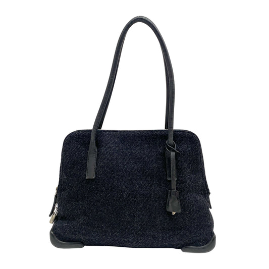Vintage Black Wool Shoulder Bag