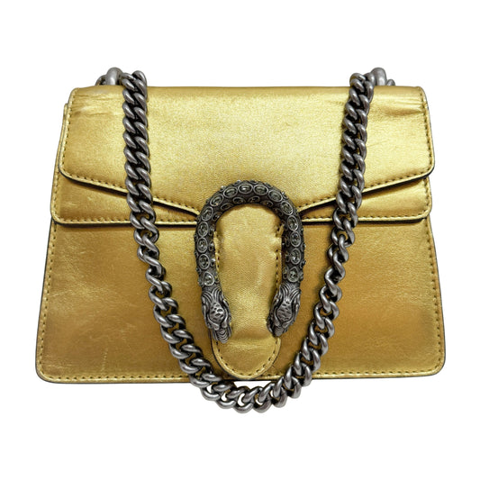 Dionysus Mini Gold Leather Shoulder Bag