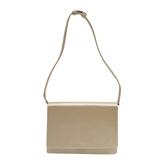 Beige Silk Satin Shoulder Bag