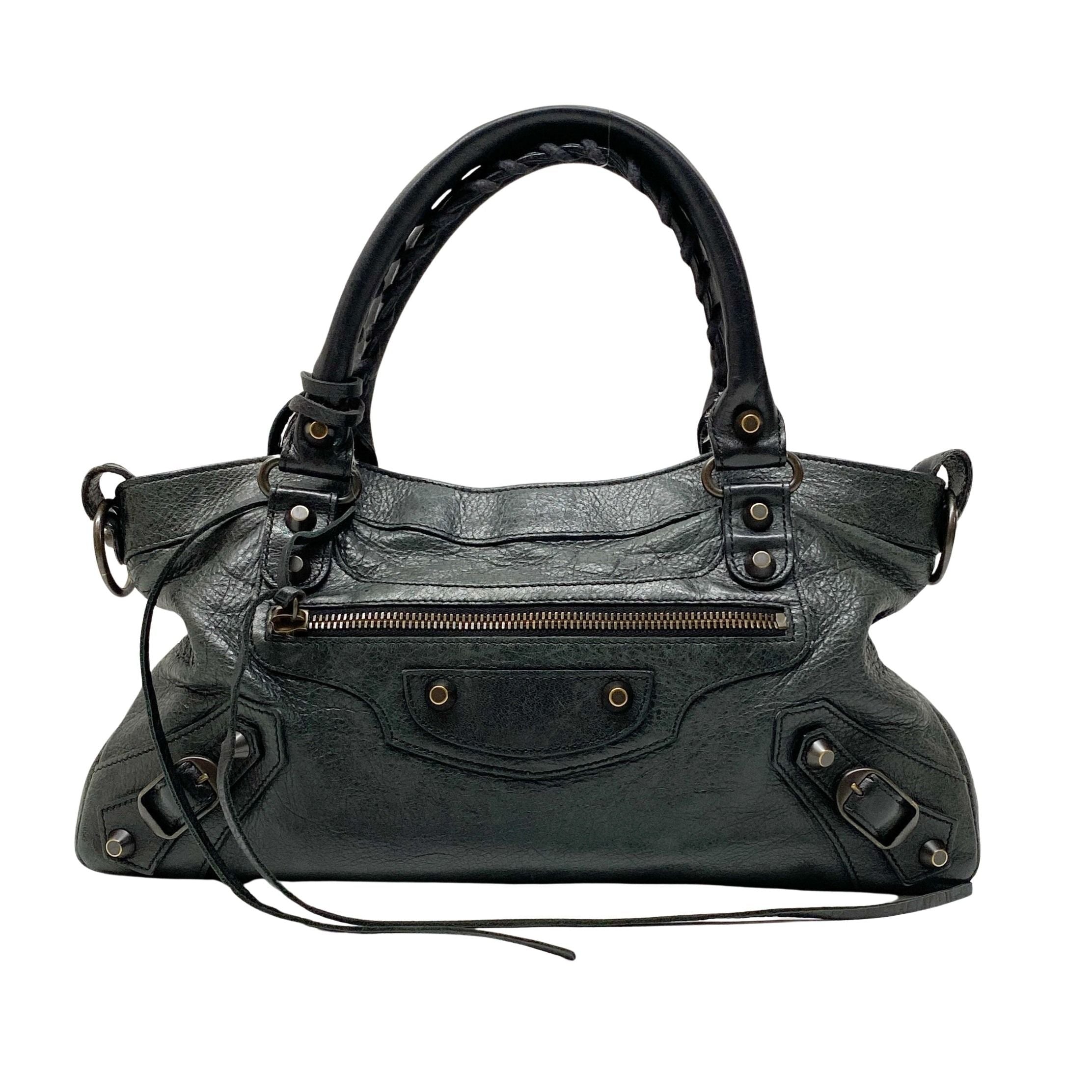 Mini City Black Calfskin Leather Two Way Bag
