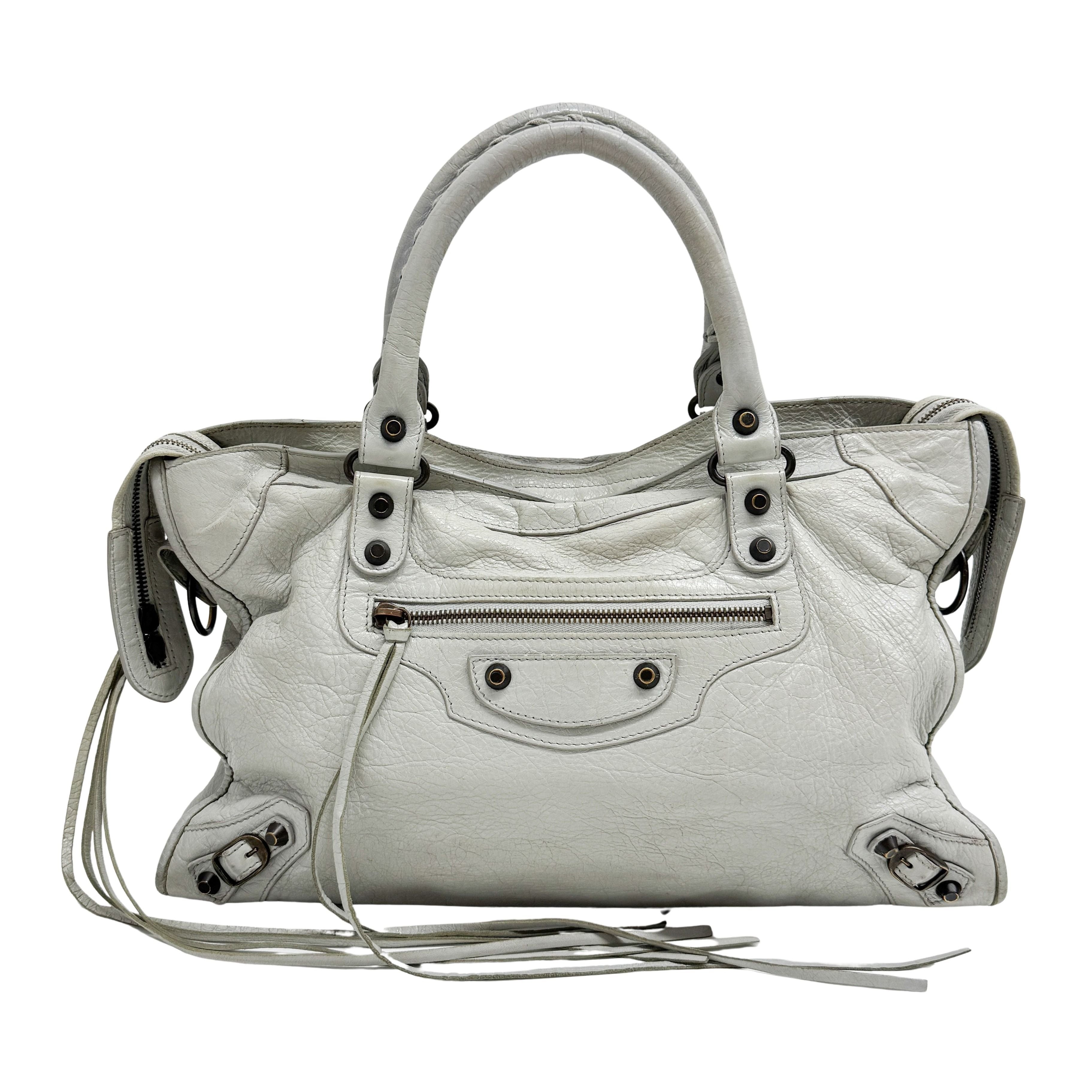 The City Grey Calfskin Leather Two Way Bag