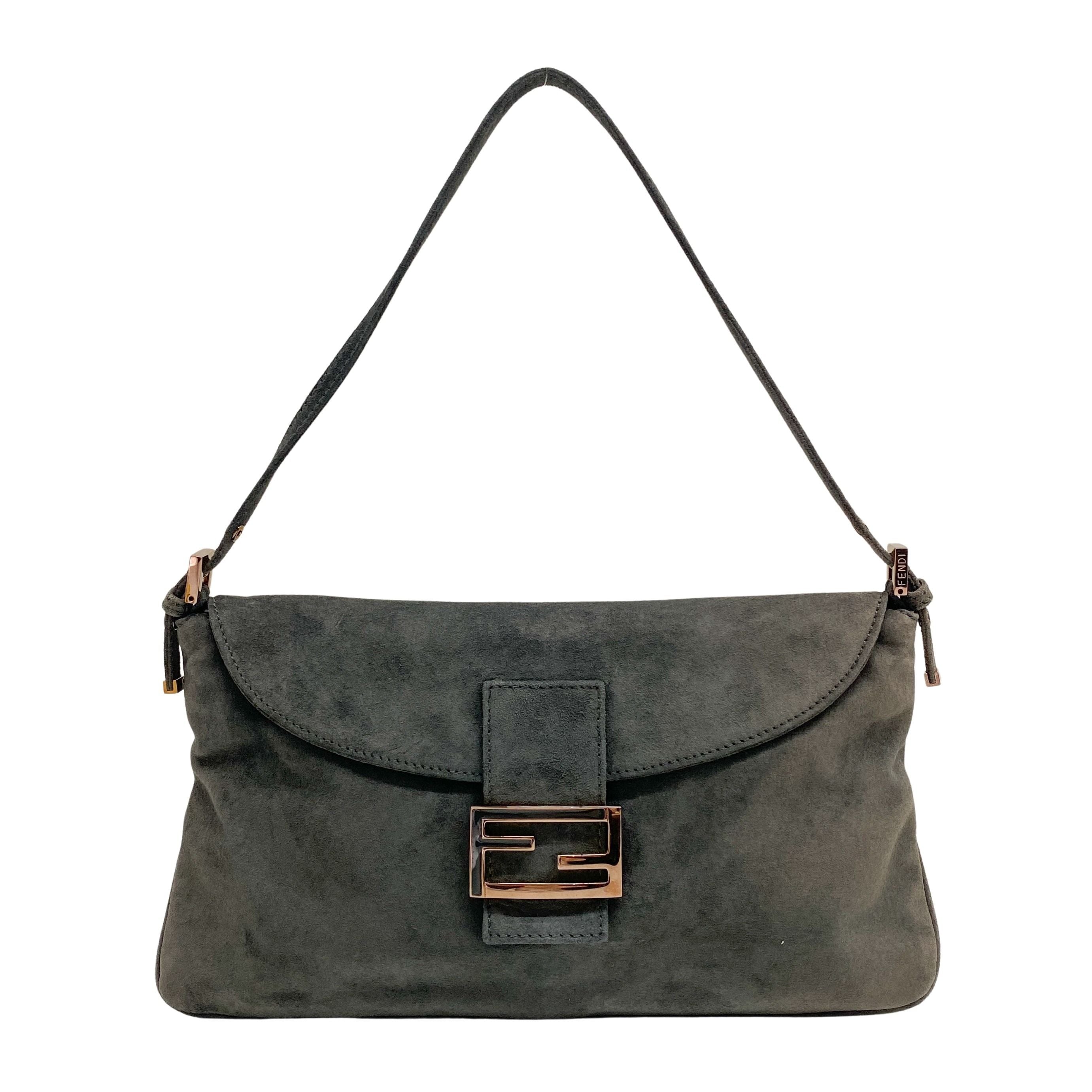 Vintage Grey Suede Shoulder Bag