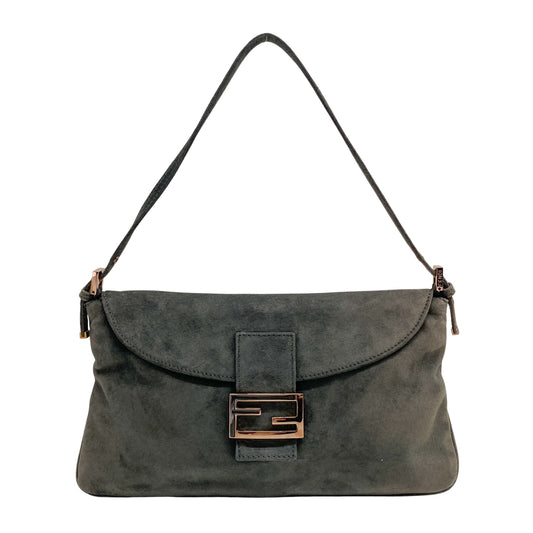 Vintage Grey Suede Shoulder Bag