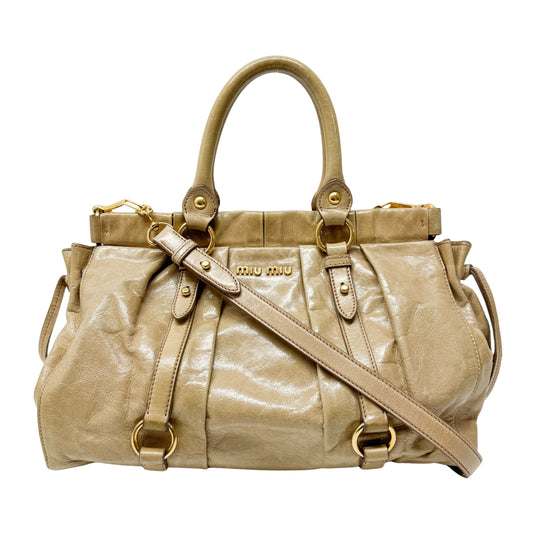Vitello Beige Leather Hand Bag