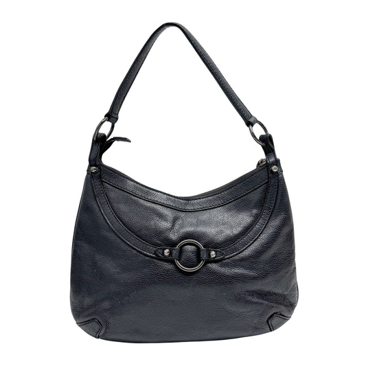 Horsebit Black Leather Shoulder Bag