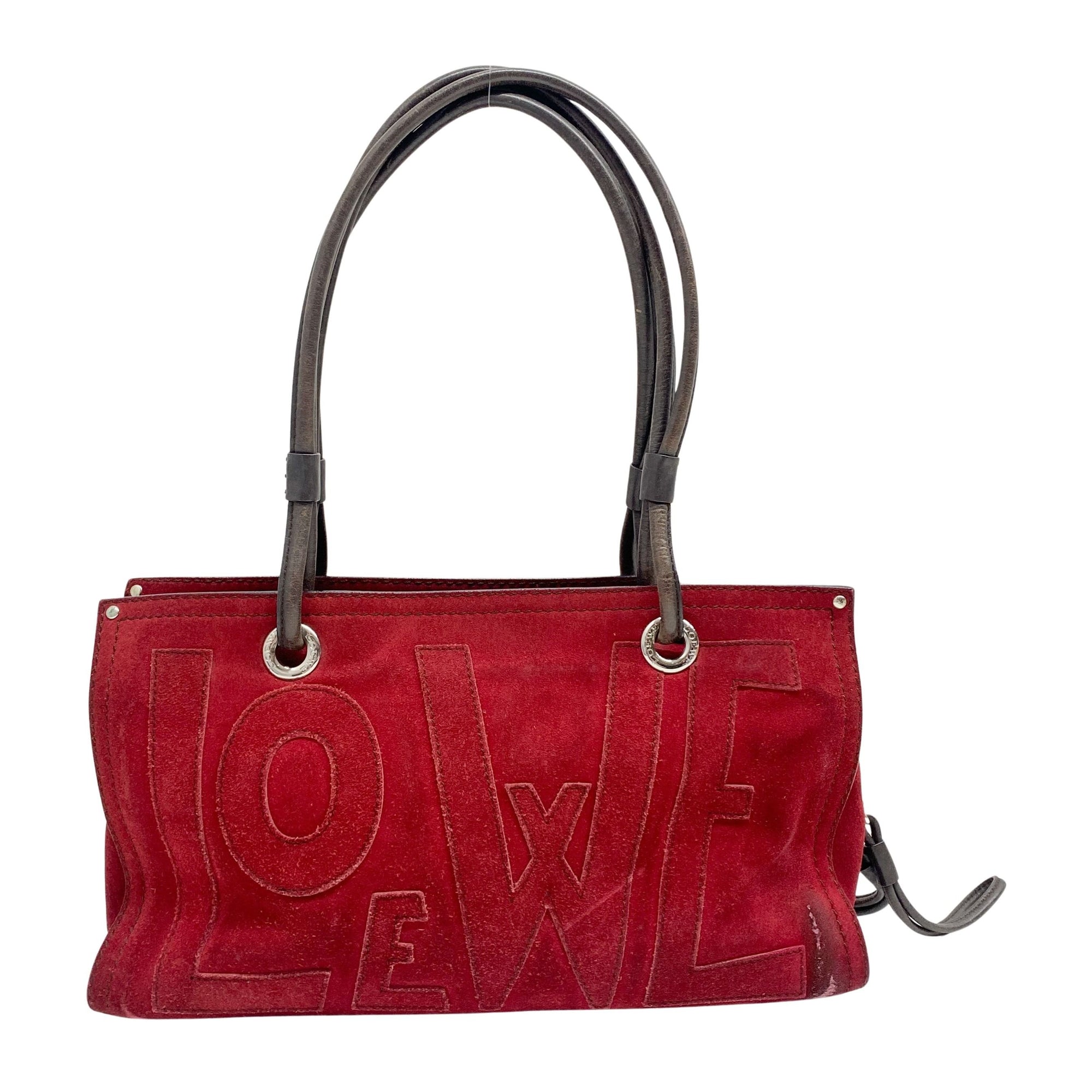 Vintage Red Suede Shoulder Bag