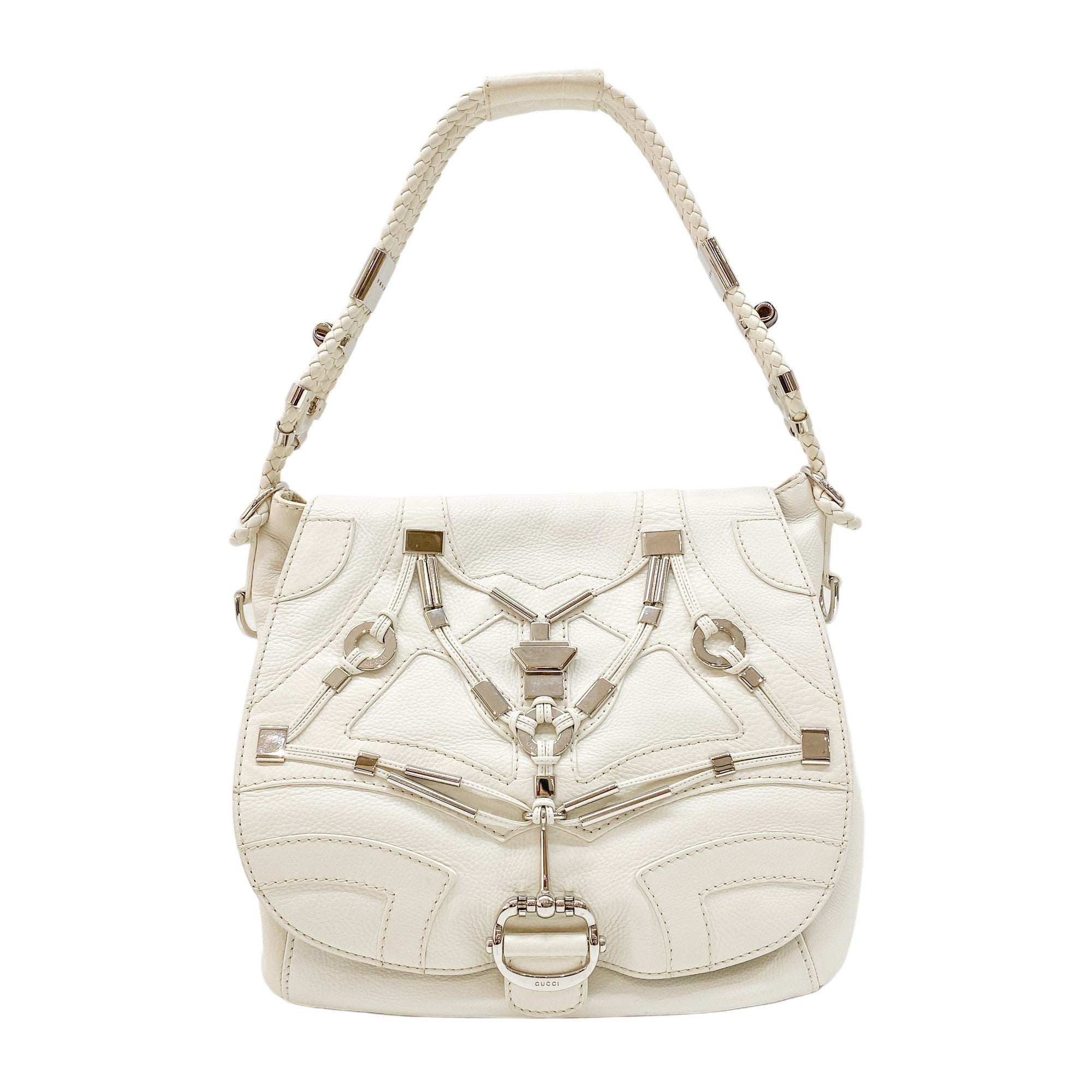 Vintage White Leather Shoulder Bag