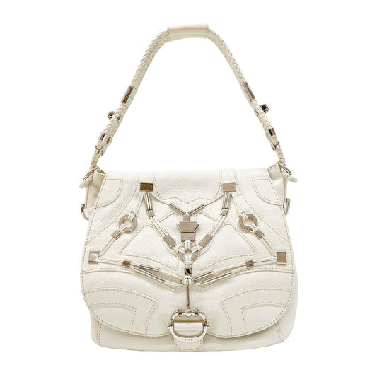 Vintage White Leather Shoulder Bag