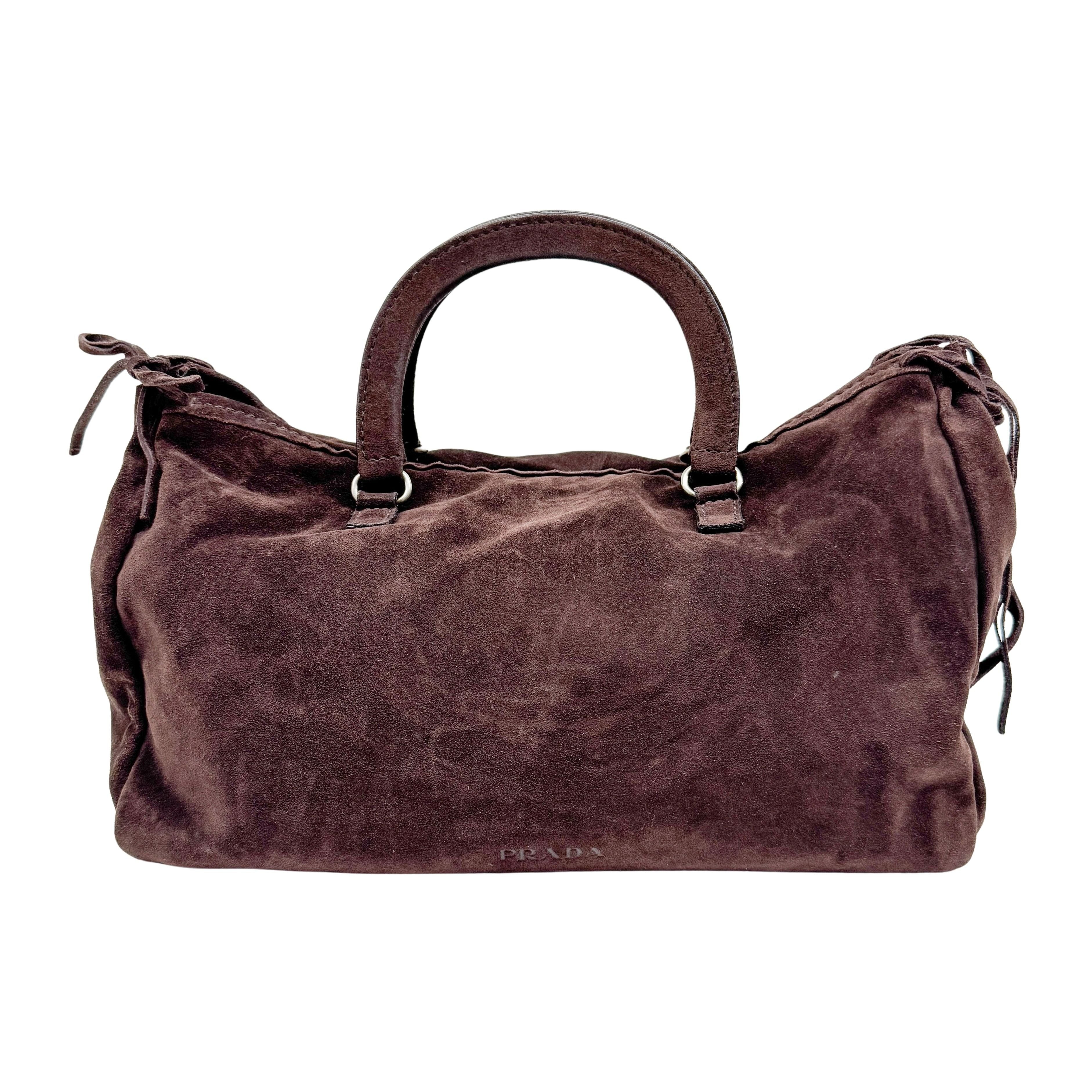 Vintage Brown Suede Hand Bag