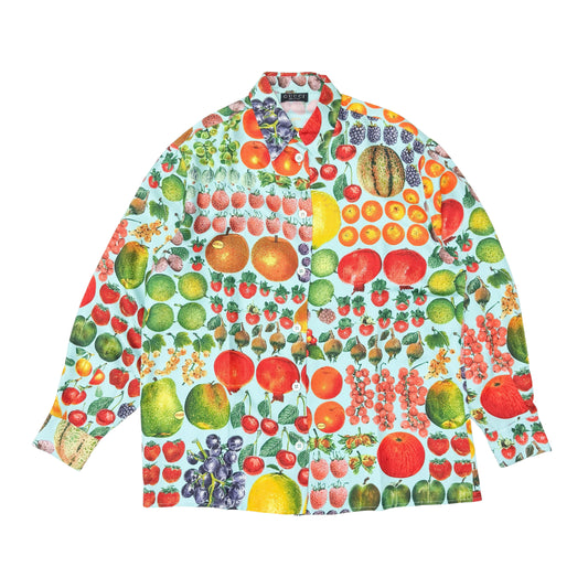 Size 40 Vintage Multi-color Fruit Print Silk T Shirt