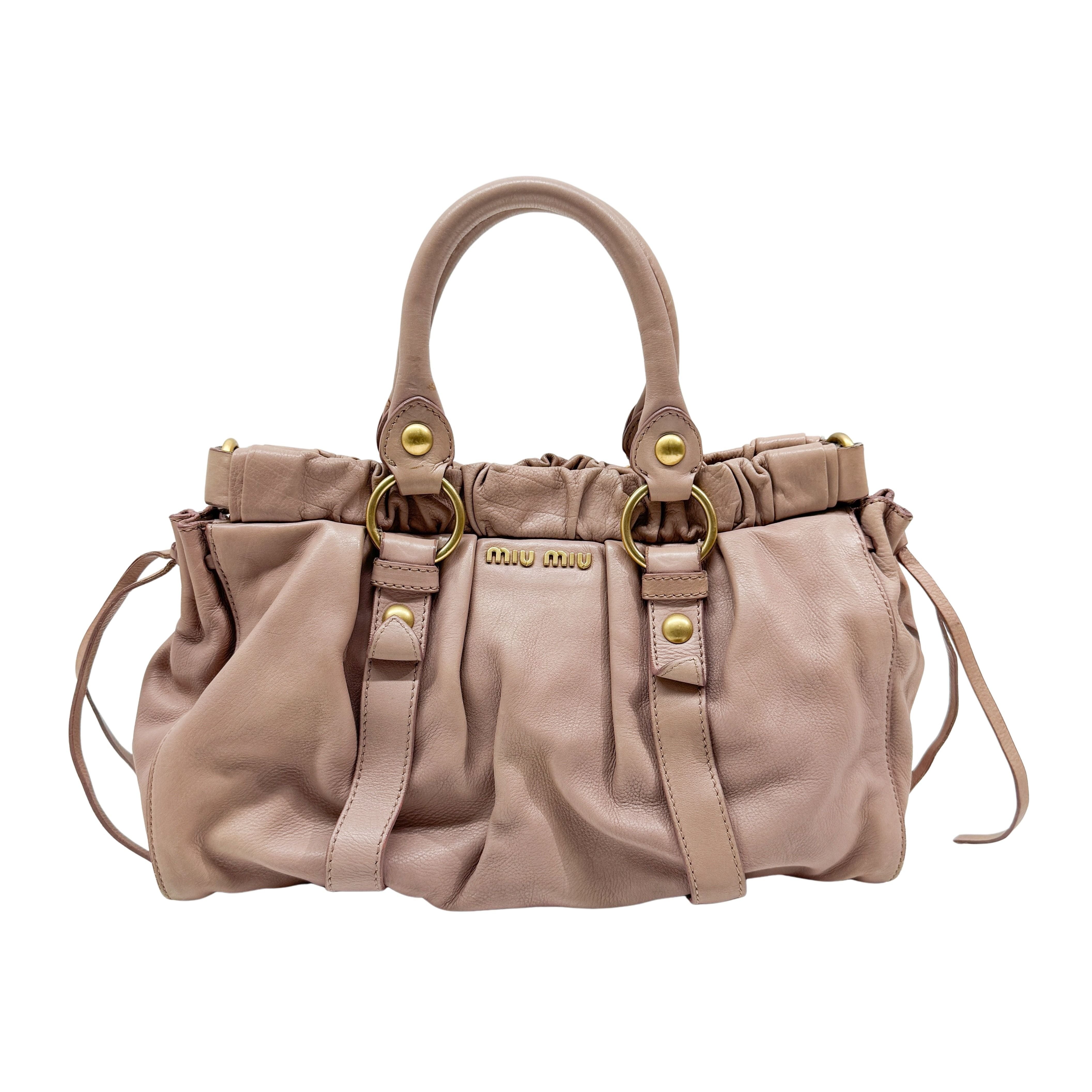Vitello Pink Leather Two Way Bag