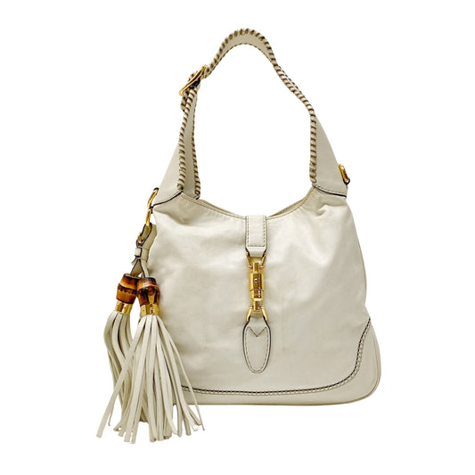 Jackie White Leather Shoulder Bag