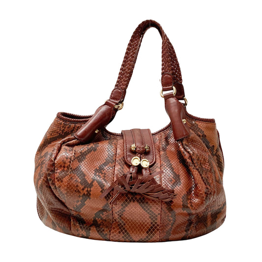 Marrakech Red Embossed Python Hobo Bag