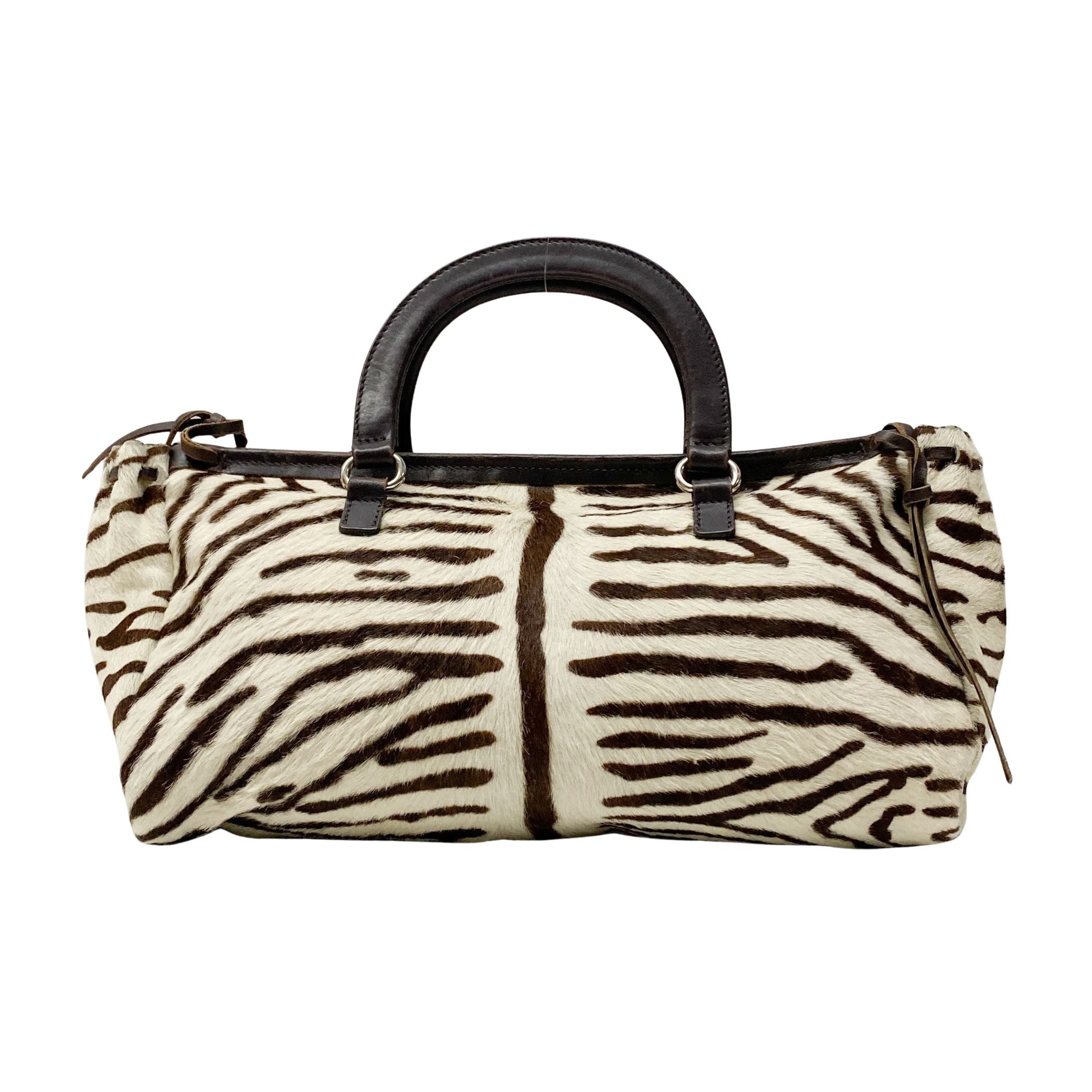Brown Zebra Print Pony Hair Handbag