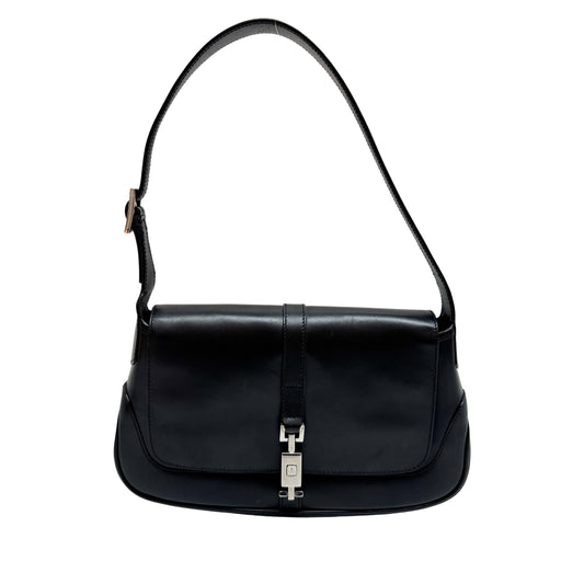 Jackie Black Calfskin Leather Shoulder Bag