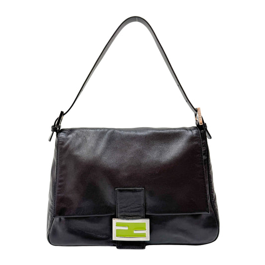 Mamma Baguette Black Leather Shoulder Bag