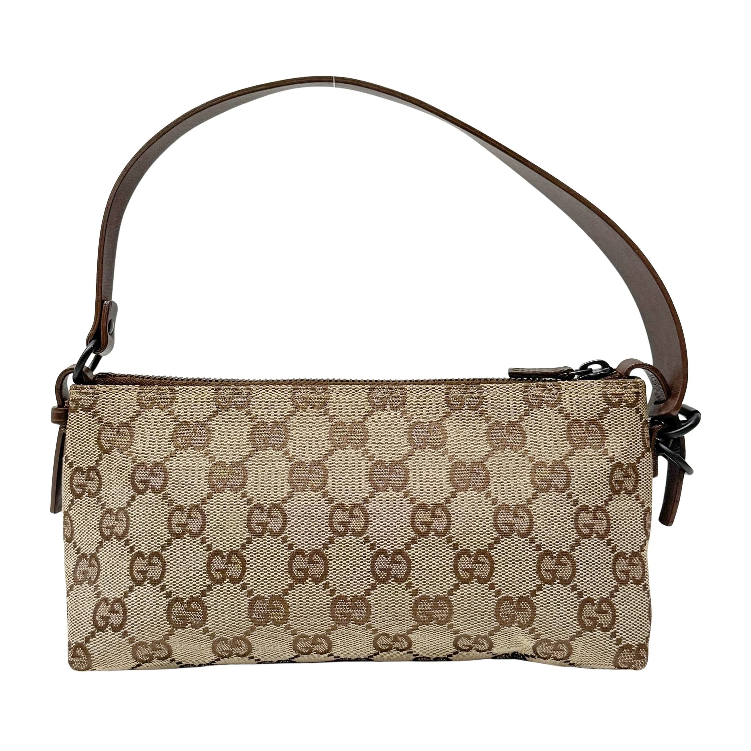 GG Brown Canvas Shoulder Bag