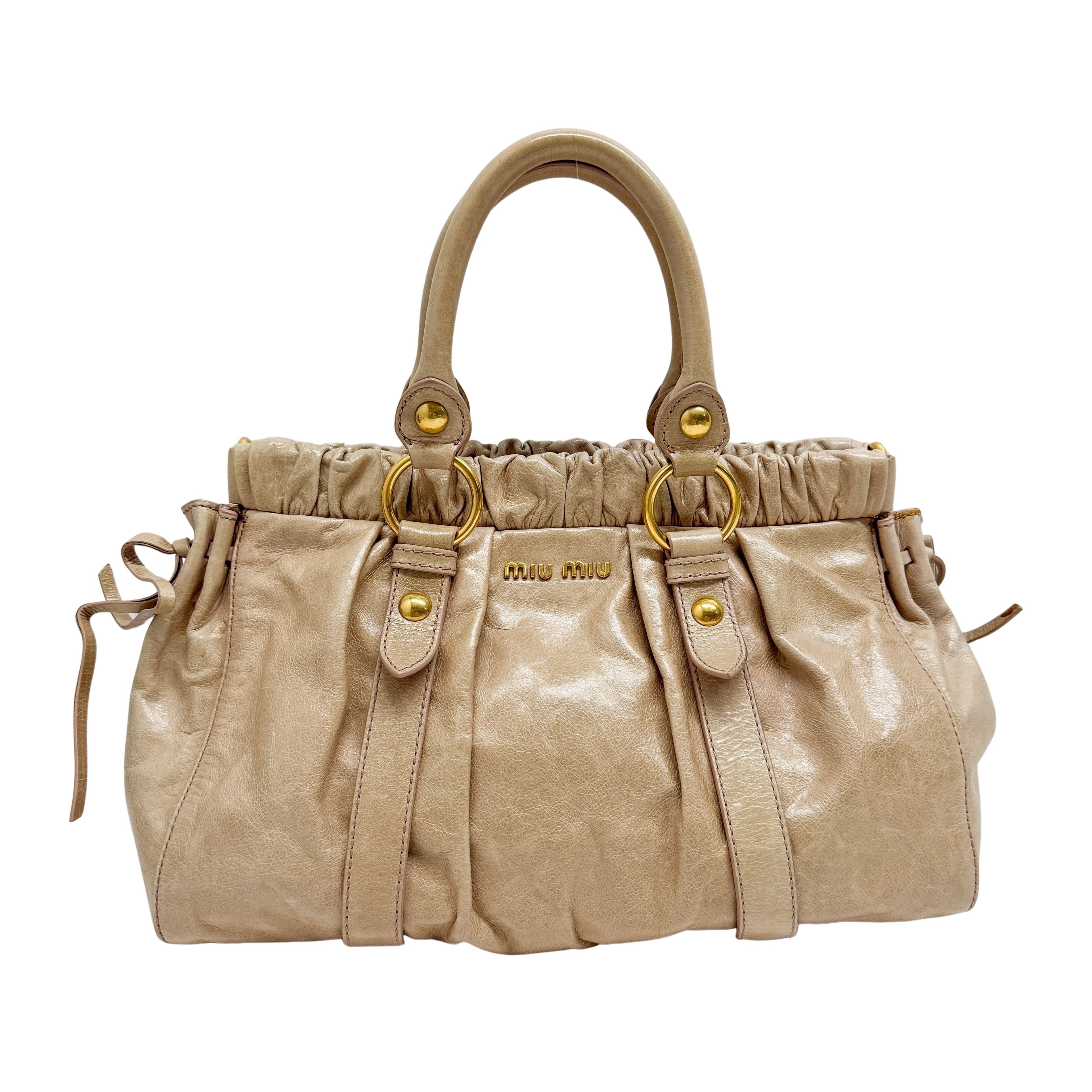 Vitello Bauletto Pink Leather Handle Bag