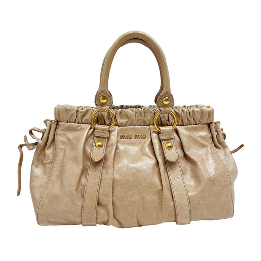 Vitello Bauletto Pink Leather Handle Bag