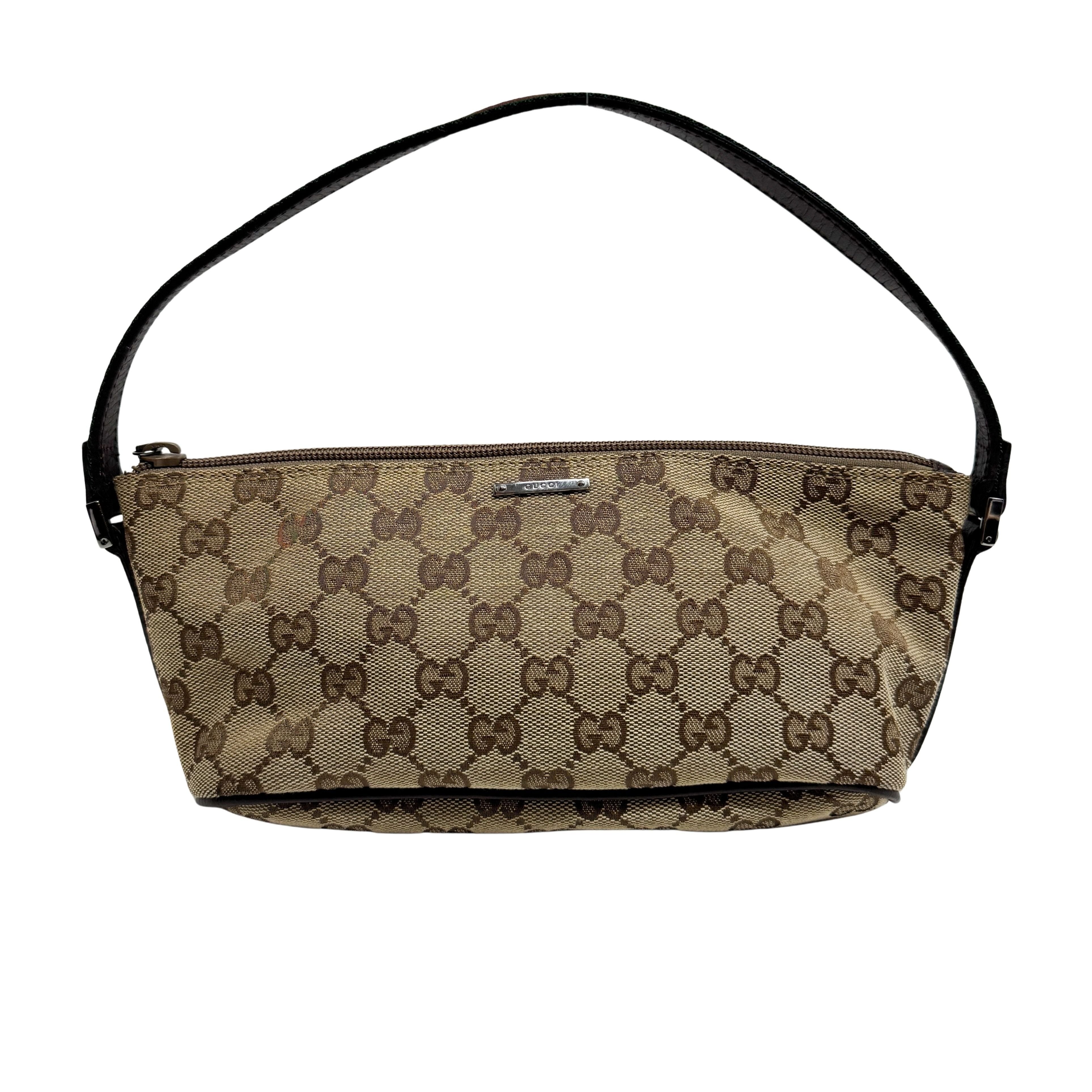 GG Brown Canvas Cotton Shoulder Bag